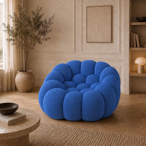 Canapé bubble 1 place Brume — Maille 3D Bleu roi