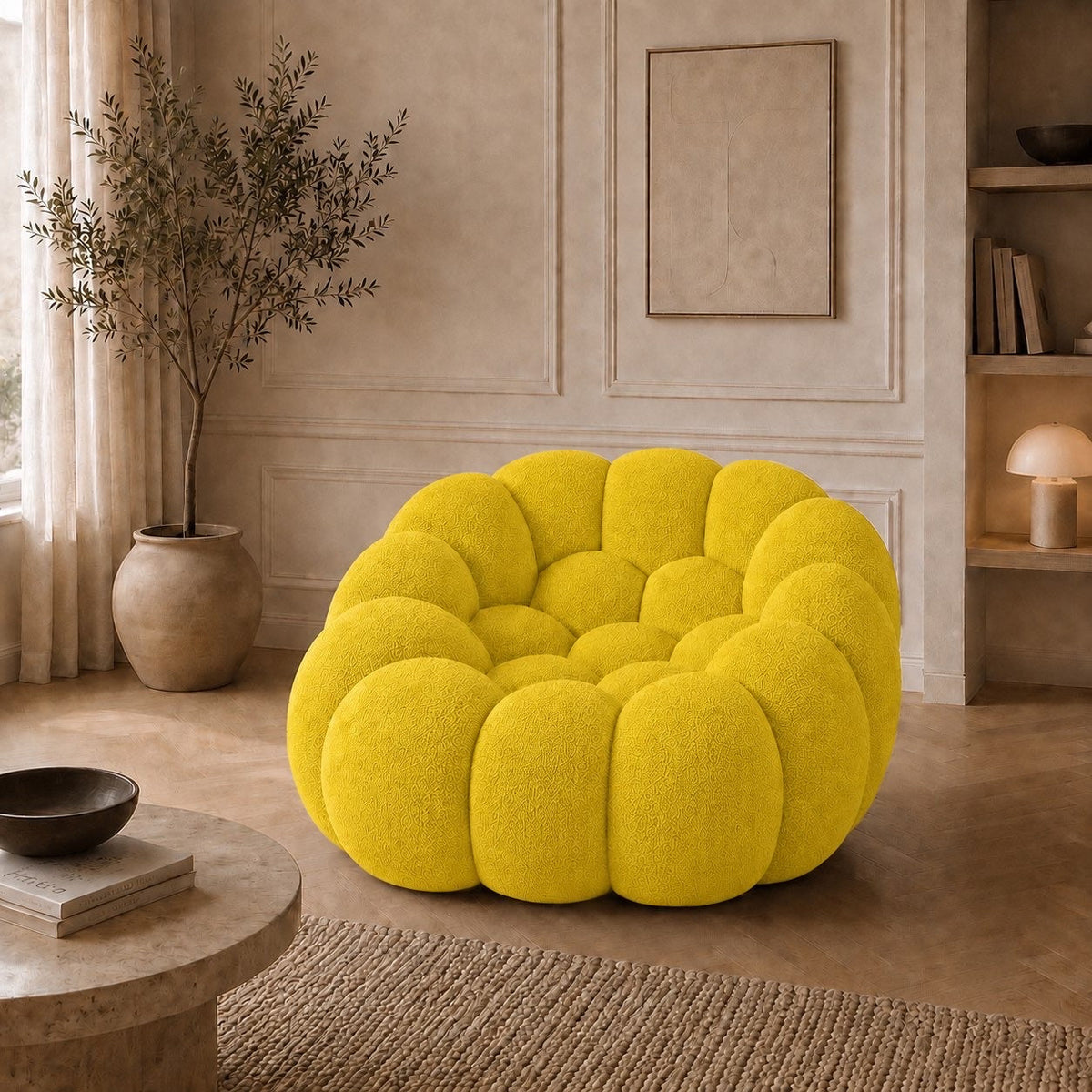 Canapé bubble 1 place Brume — Maille 3D Jaune vif chaud