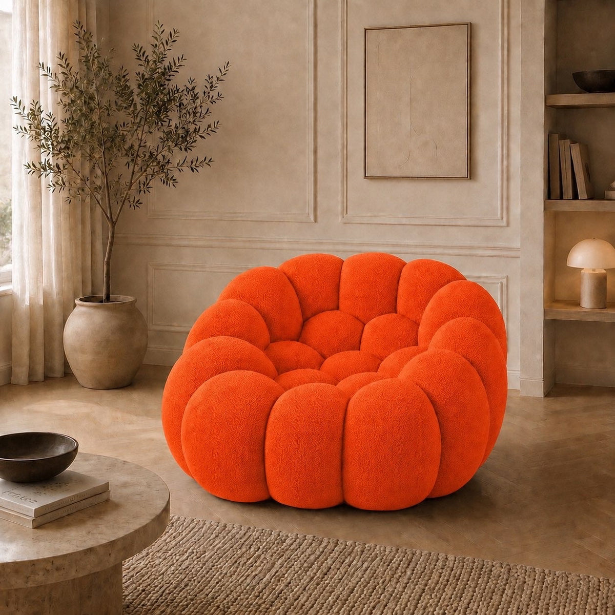 Canapé bubble 1 place Brume — Maille 3D Orange vif