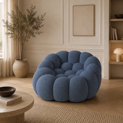 Canapé bubble 1 place Brume — Bouclette Bleu gris
