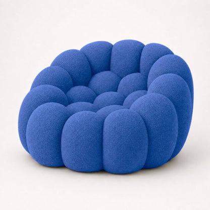 Canapé bubble 1 place Brume — Bouclette Bleu roi