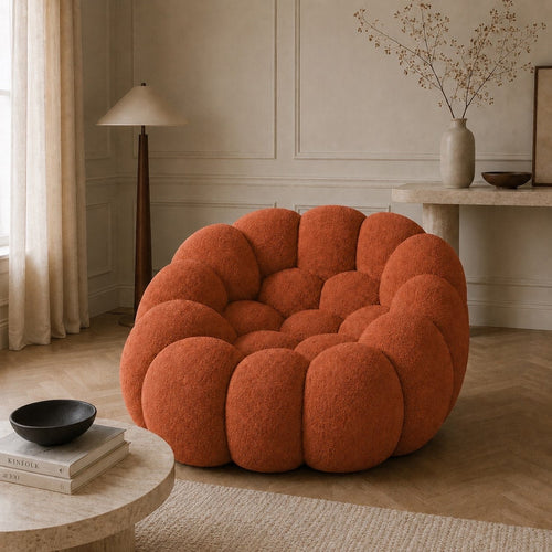 Canapé bubble 1 place Brume — Bouclette Terracotta