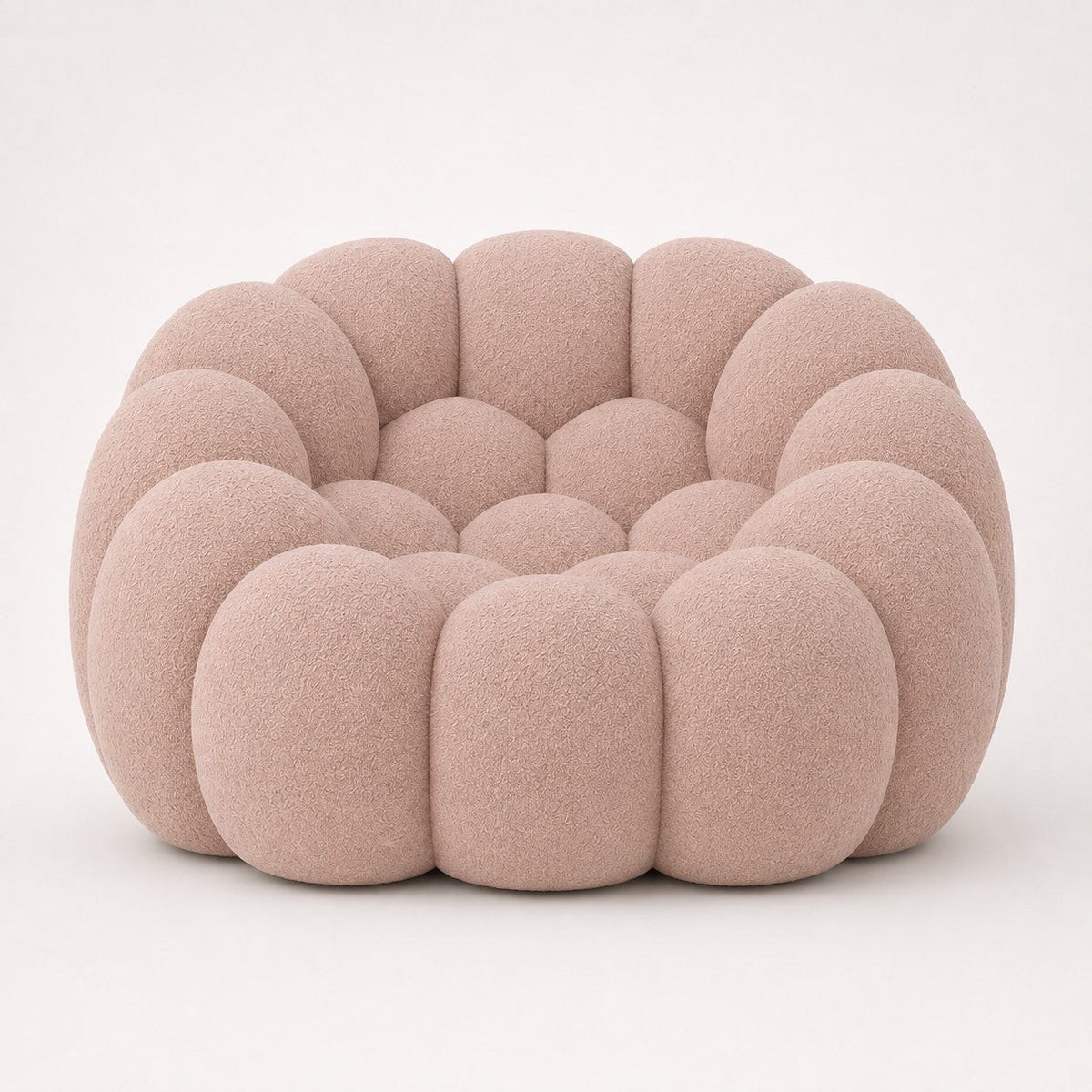 Canapé bubble 1 place Brume — Bouclette Rose poudré
