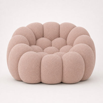 Canapé bubble 1 place Brume — Bouclette Rose poudré