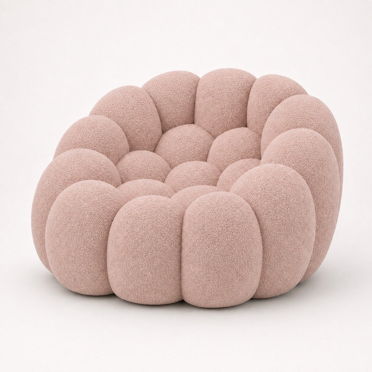 Canapé bubble 1 place Brume — Bouclette Rose poudré