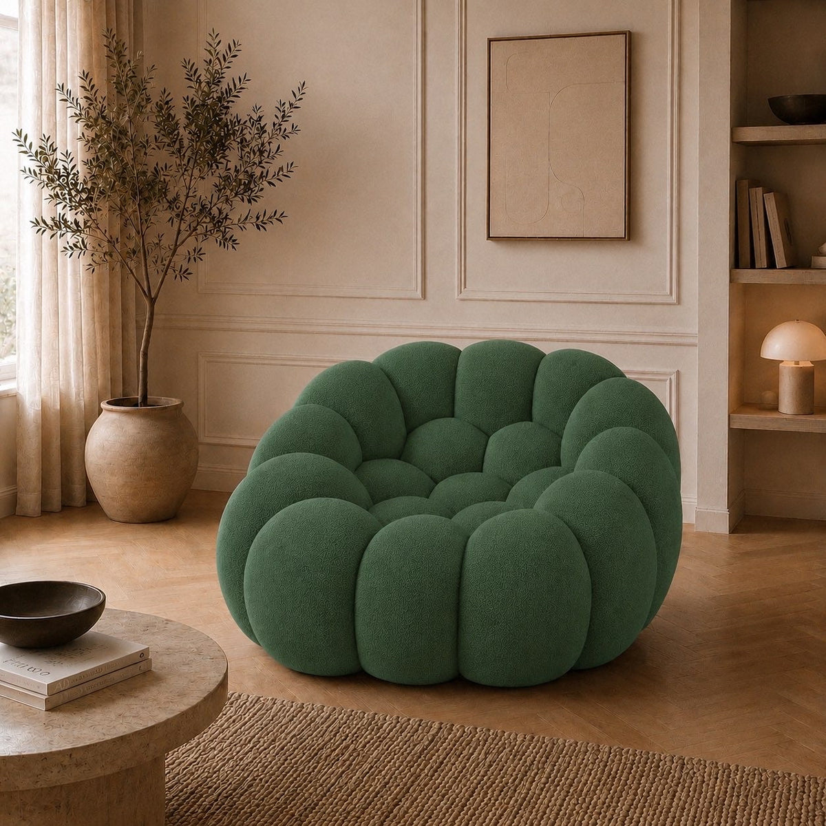 Canapé bubble 1 place Brume — Maille 3D Vert forêt
