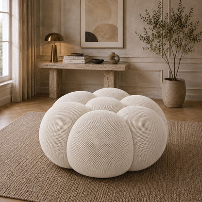 Pouf bubble Brume — Maille 3D Blanc cassé