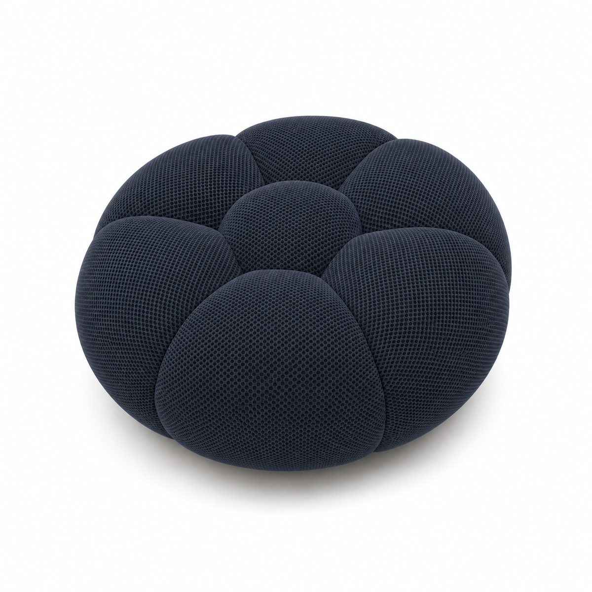 Pouf bubble Brume — Maille 3D Bleu marine