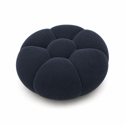 Pouf bubble Brume — Maille 3D Bleu marine