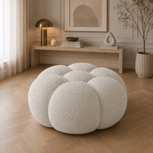Pouf bubble Brume — Bouclette Blanc cassé