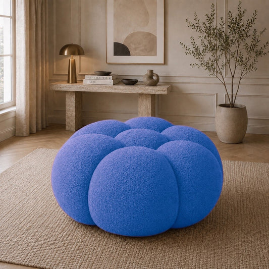 Pouf bubble Brume — Bouclette Bleu roi