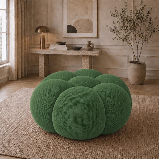 Pouf bubble Brume — Maille 3D Vert forêt