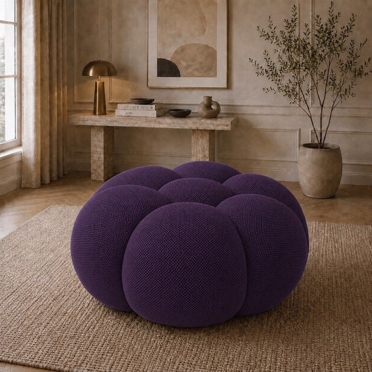 Pouf bubble Brume — Maille 3D Violet foncé