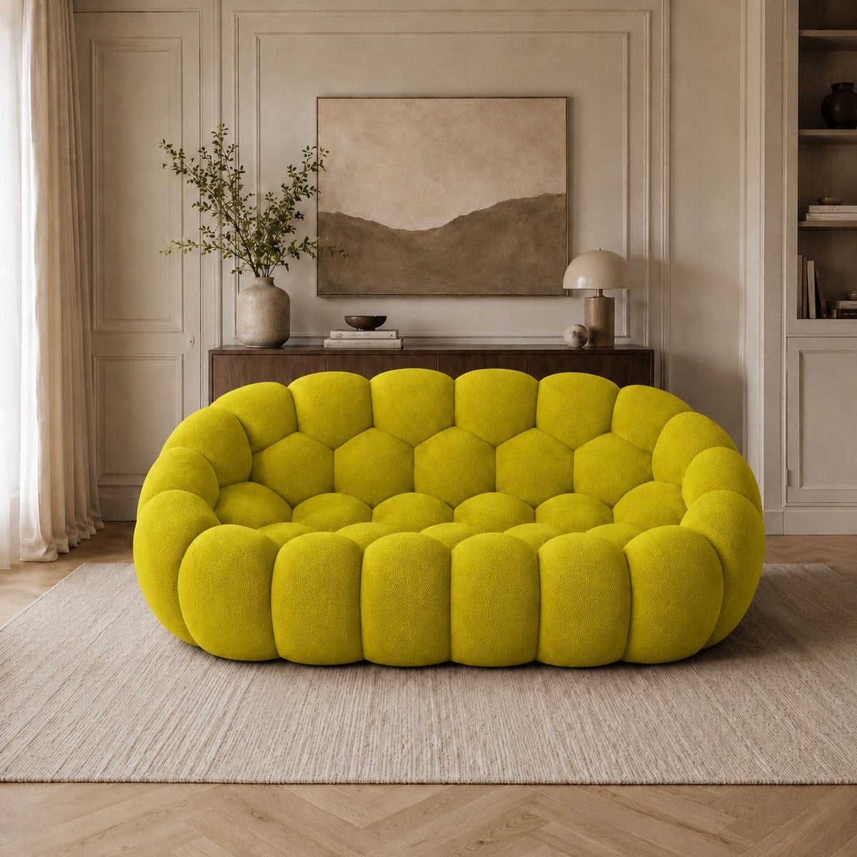 Canapé bubble 2 places Brume — Maille 3D Jaune anis