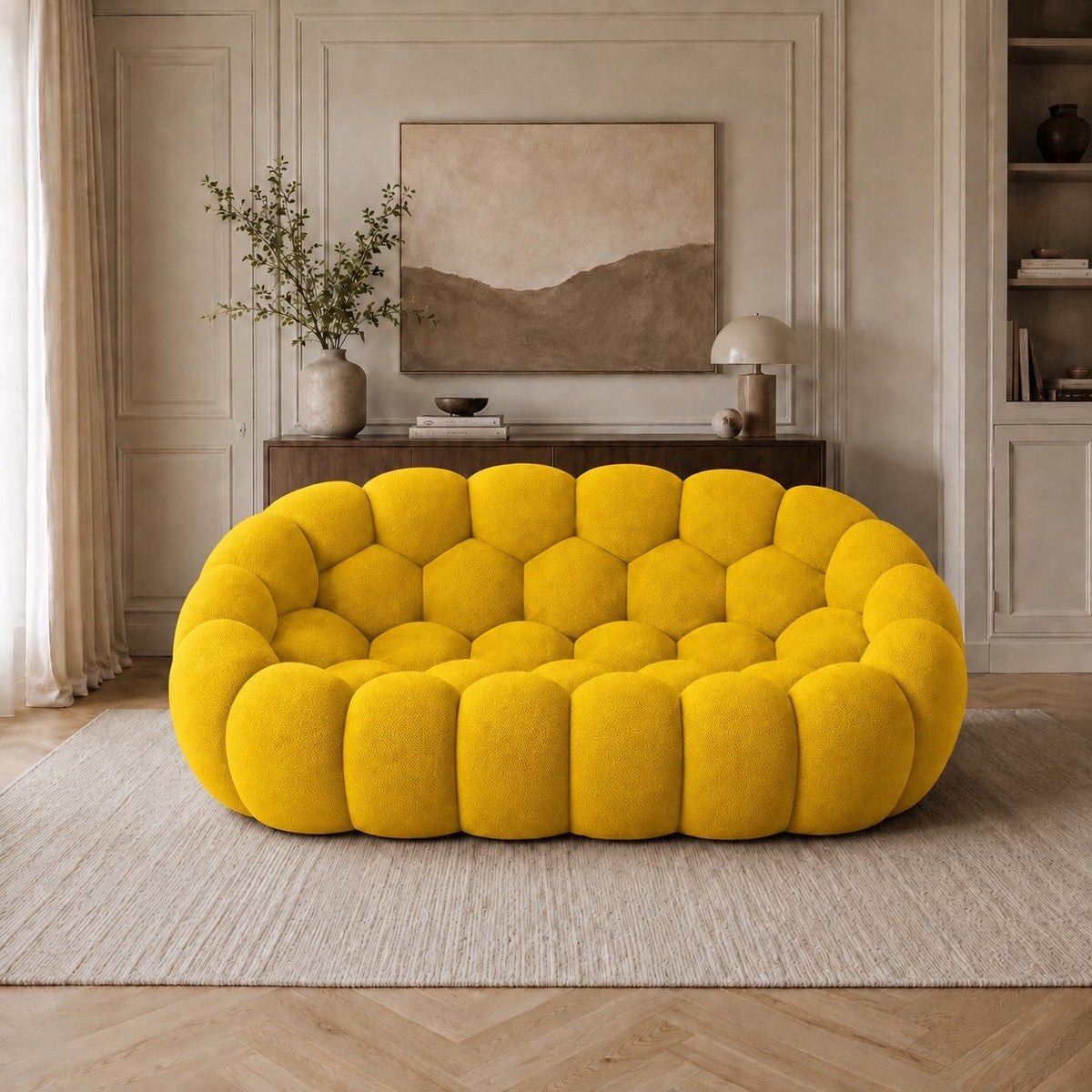 Canapé bubble 2 places Brume — Maille 3D Jaune vif chaud