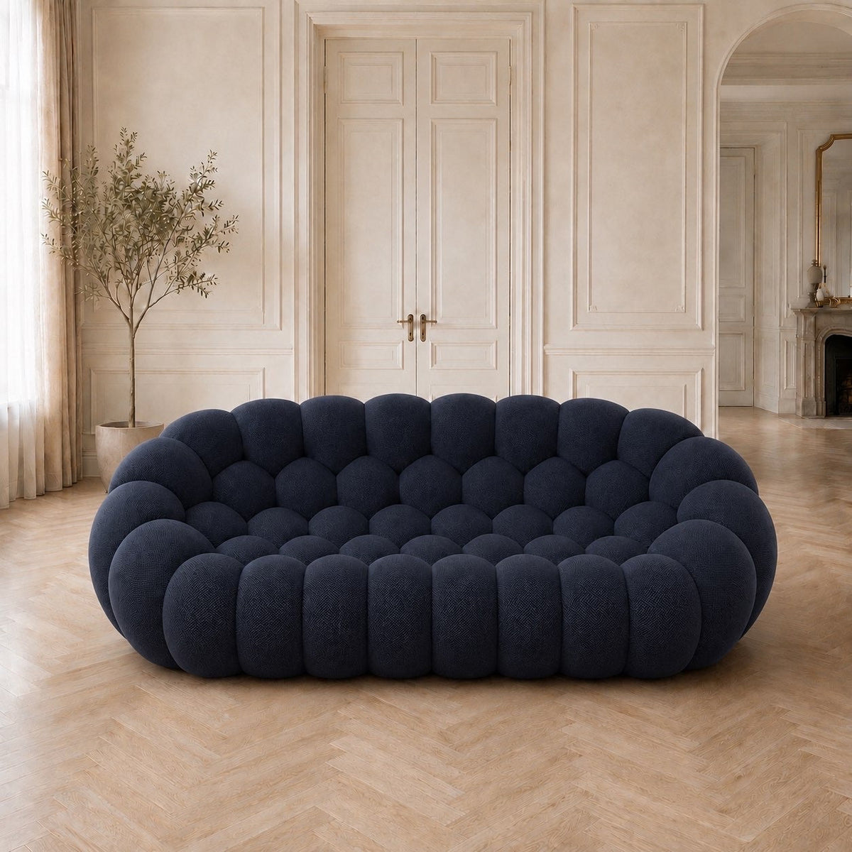 Canapé bubble 3 places Brume — Maille 3D Bleu marine