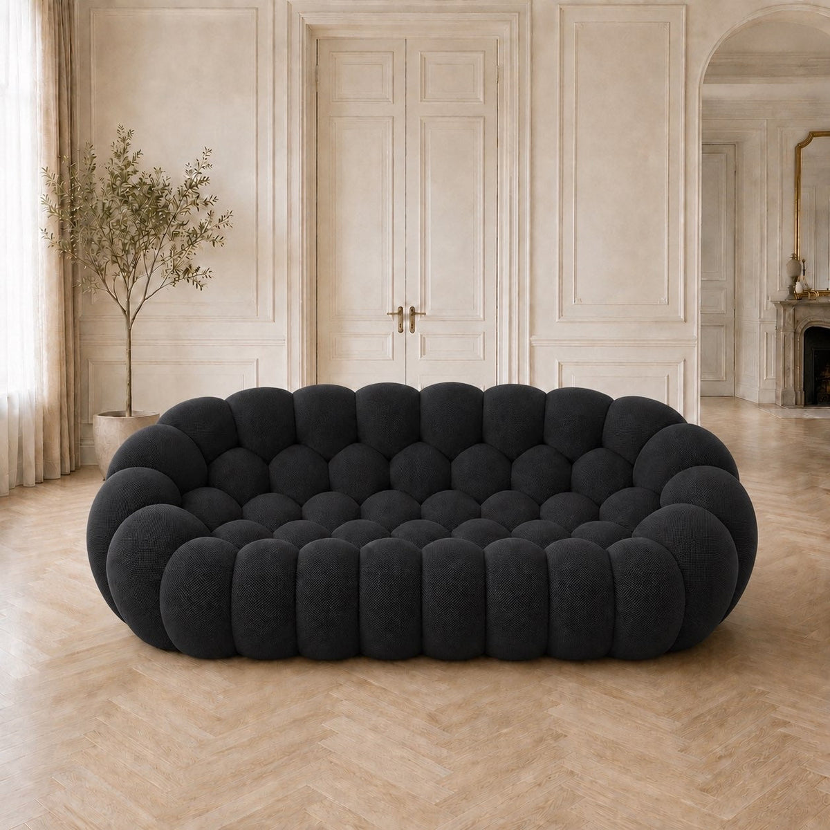 Canapé bubble 3 places Brume — Maille 3D Noir