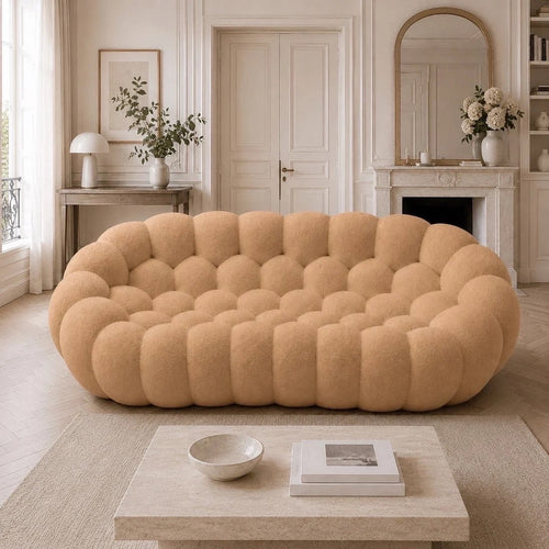 Canapé bubble 3 places Brume — Bouclette Camel