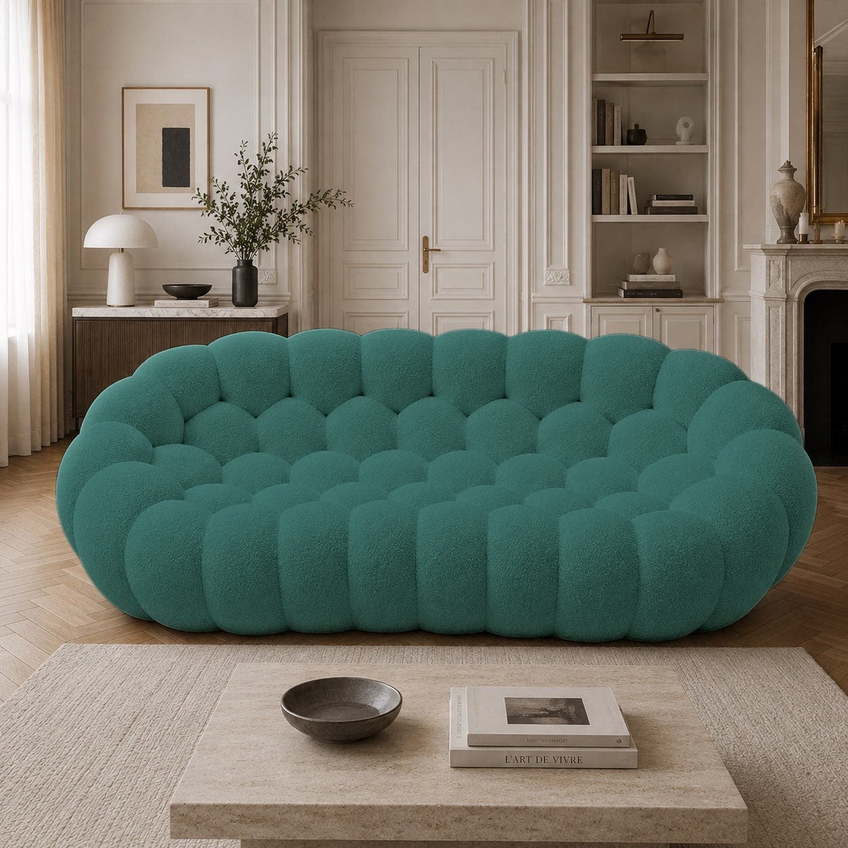 Canapé bubble 3 places Brume — Bouclette Vert canard